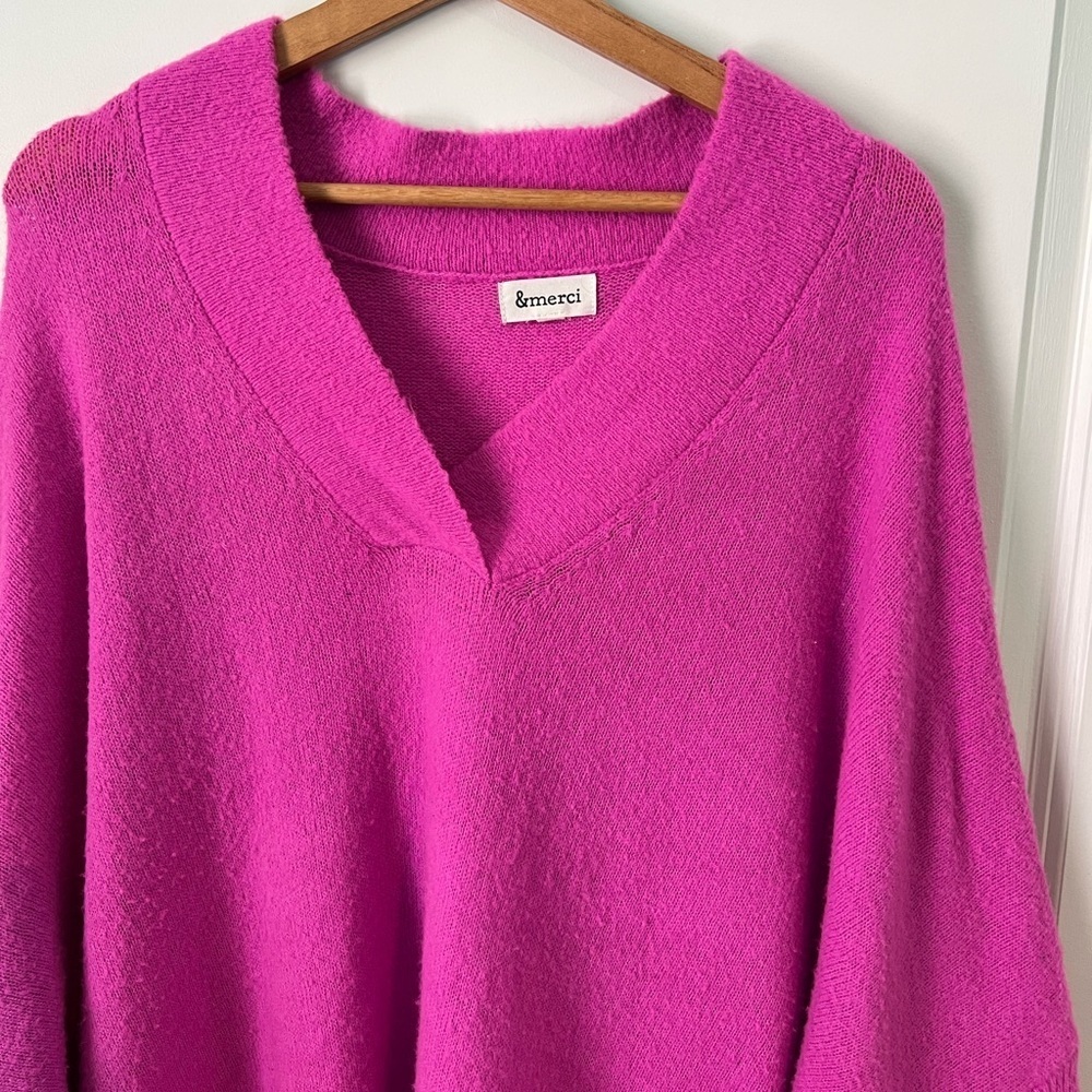💌 &merci V-NECK PULLOVER SWEATER, ELECTRIC ORCHID - Picture 5 of 6